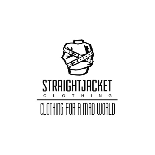Silhouette-like logo for Straight Jacket Clothing ideal for vinyl prints