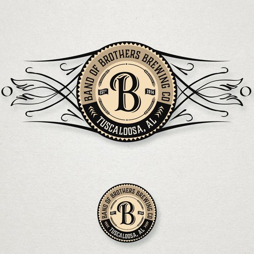 Neck bottle logo design for Band Of Brothers Brewing Co.