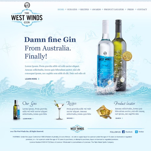 The West Winds Gin needs a new website design