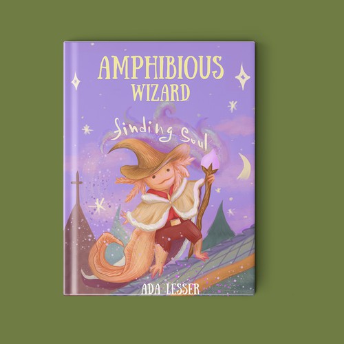 Children's book cover design "Amphibious wizard"