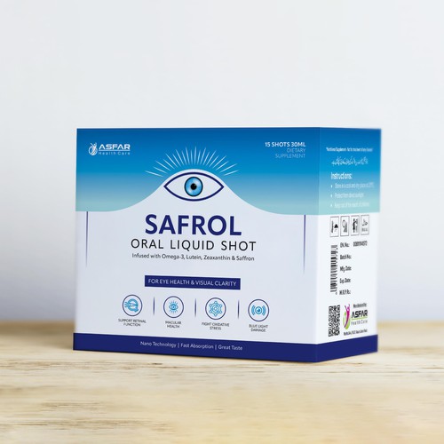 Safrol – Vision & Brain Support Oral Liquid Shot Packaging Design