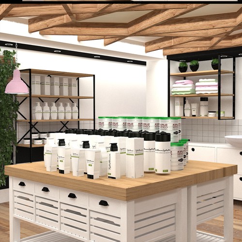 Design a 3d render of New CBD Retail Shop Concept