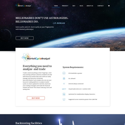 Market Cycle Analyst homepage design