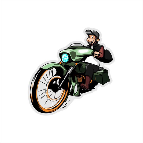 monkey illustration on the motorcycle.