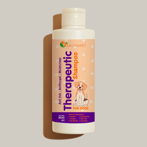 sticker for a therapeutic shampoo bottle for pets