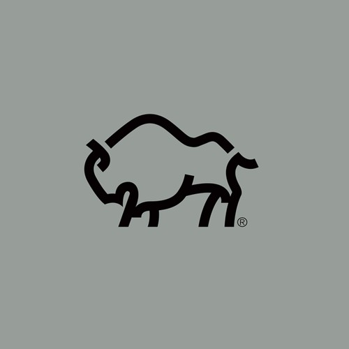 Bold logo concept with Bison, mountain and initial M