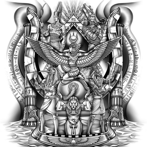 Egyptian tattoo illustration