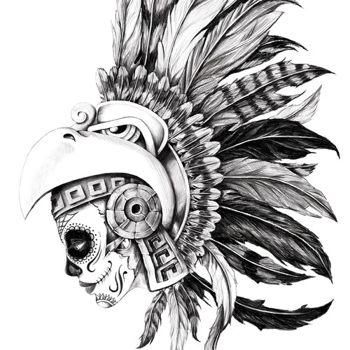 Mexican Headdress and Skull Shirt design