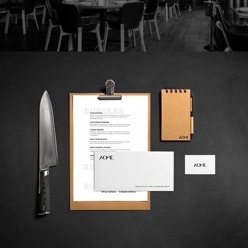 Strong, casual and clean design for Acme Restaurant