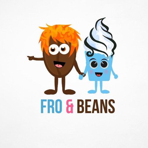 Cartoon Character Logo for Frozen Yoghurt and Coffee Shop