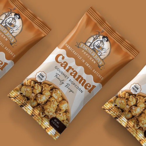 Gourmet popcorn packaging design 