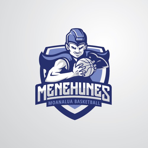 Menehunes basketball team logo concept