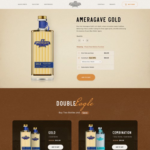  E Commerce Product Page for An American Agave Spirits company