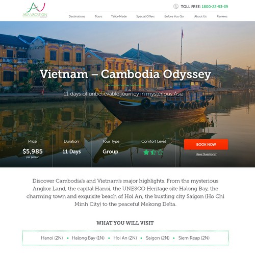 Travel tour - landing page