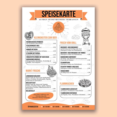 Create attractive menu for a German beer garden