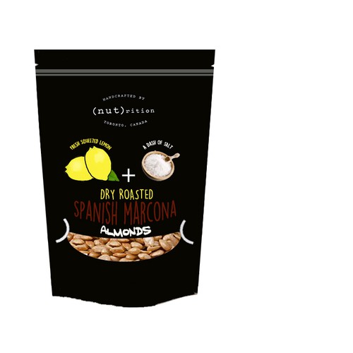 design label for high end artisan/hand roasted Spanish Marcona almonds