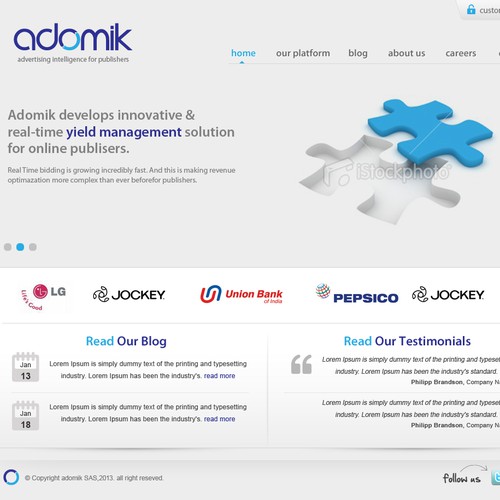 adomik needs a new webpage for its corporate website (simple and sharp)