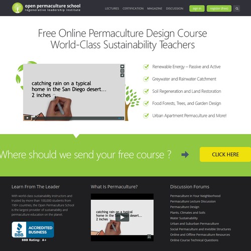 Landing Page Design for Open Permaculture