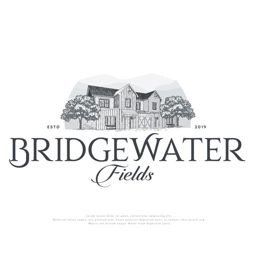 Farmhouse style logo for Bridgewater Fields