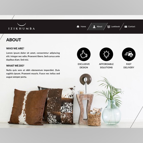 Homepage Concept for Home Decoration Store