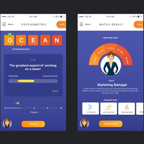 Skill job Mobile app design