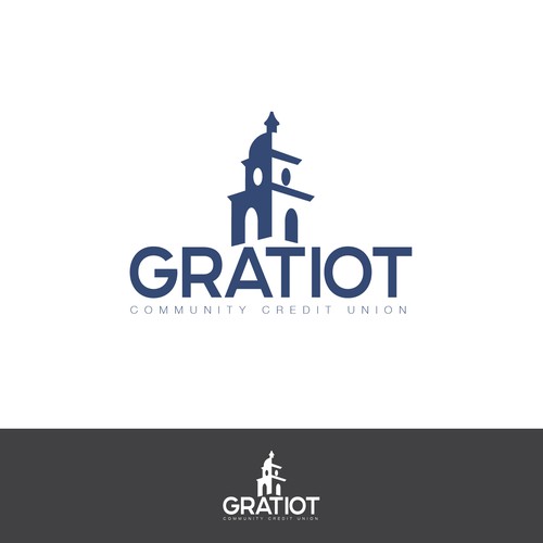 Clean Logotype featuring the Gratiot County Courthouse bell tower. Indicating community and integrity. 