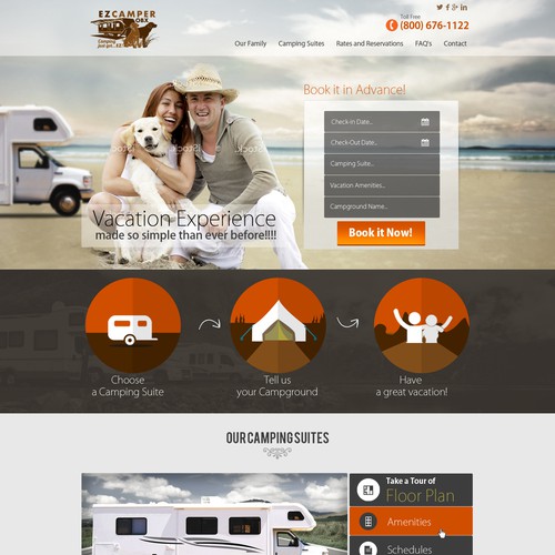 Website design for a fun and EZ type of camping vacation!