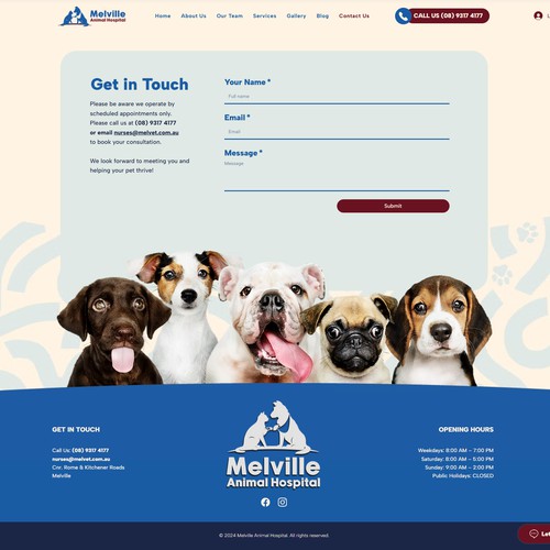 Melville Animal Hospital - Website Design