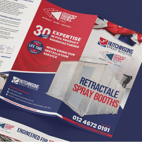 Promotional Tri-fold brochure for Retractable Spray Booths Company