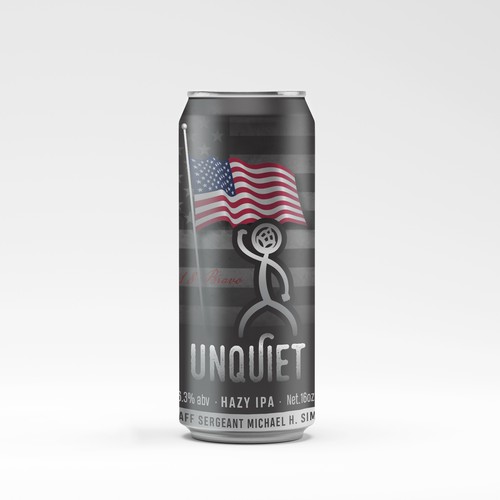 A patriotic beer label design to benefit the non-profit organization the unquiet professional.