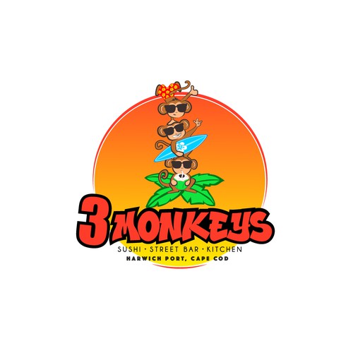 3 monkeys logo design