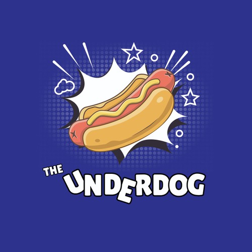 logo for the hot dog delivery in a pop-up style