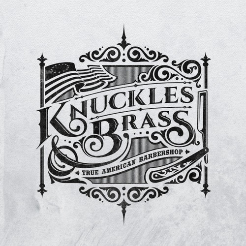 Create head turning logo/illustration for Knuckles and (&) Brass