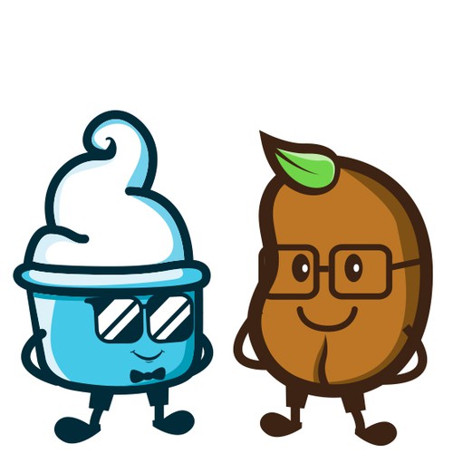 Cartoon Character Logo for Frozen Yoghurt and Coffee Shop