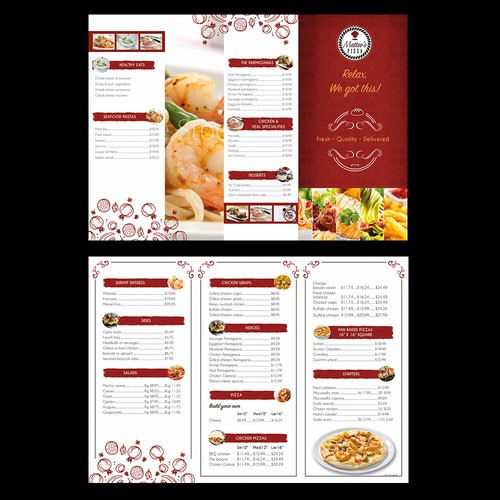 menu card designed for PIZZA restaurant