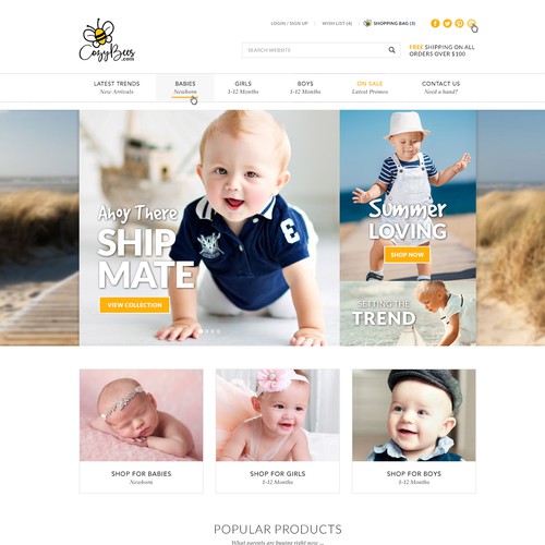 Baby Clothing Ecommerce Website Design