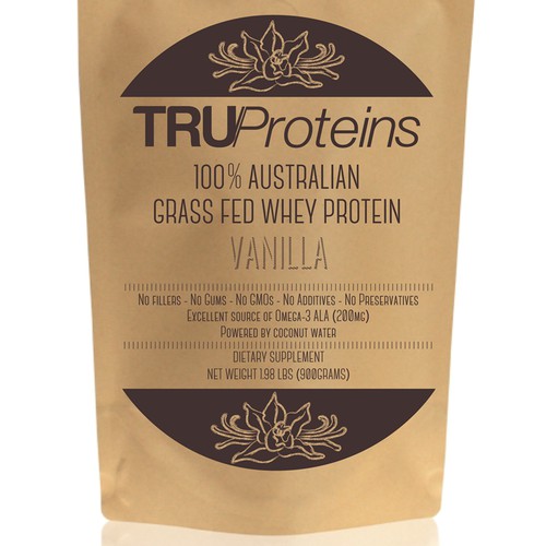 We need a simple, clean single color label for TruProteins product