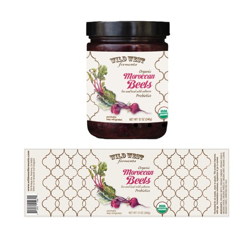 Vibrant label design  for Wild West Ferments Moroccan Beets