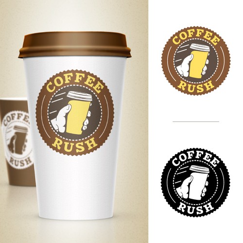 Create an innovative and fresh brand for "Coffee Rush"