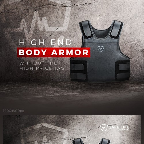 Powerful banner for a body armor manufacturer.