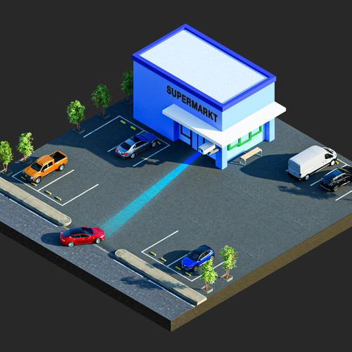 Smart Parking Camera 3D isometric Illustration