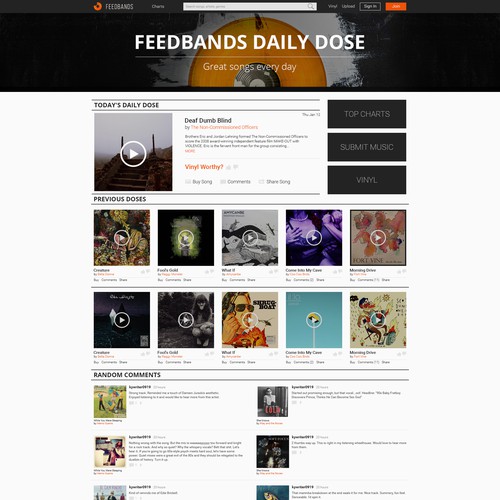 Feedbands main page redesign