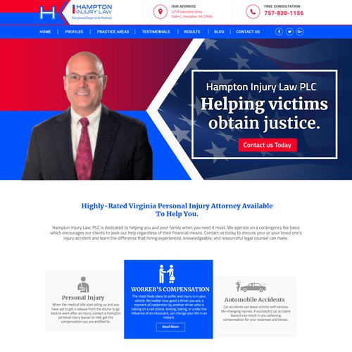 Hampton Injury Law PLC - Landing Page