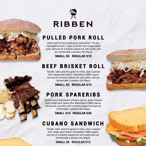 A one sided menu for Ribben