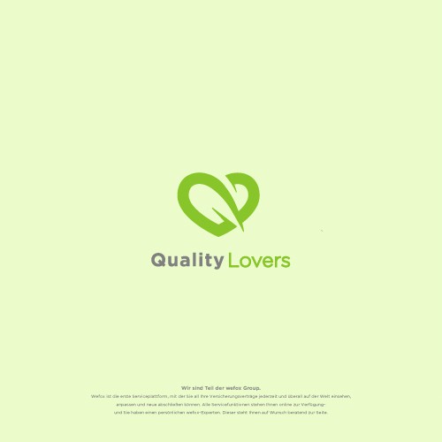 Love Shape, Q letter and Fox Tail Concept Logo Design for Quality Lovers (Wefox Group)