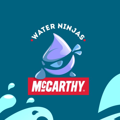 cartoonish water ninja logo