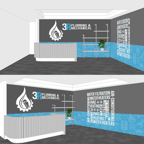 Front Office Wallpaper Design for 3R Plumbing