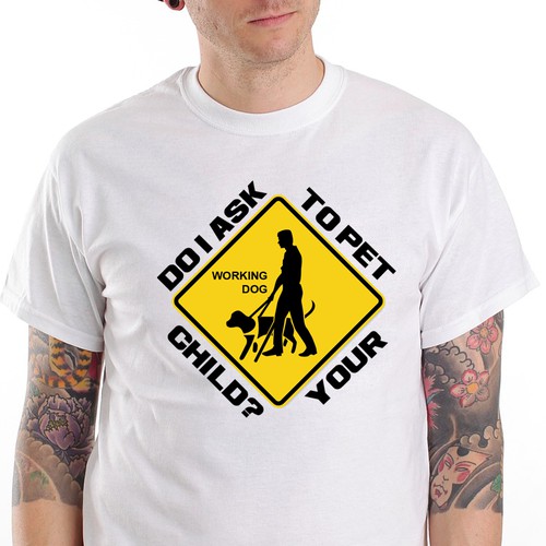 Guide Dog/Service Animal (NO PETTING) t-Shirt, "Do I ask to pet your child?"