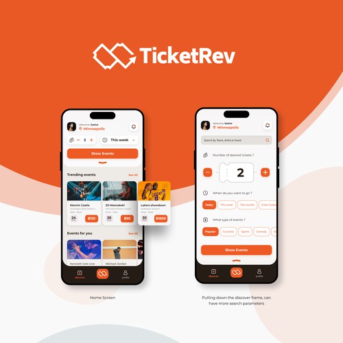 An app design to book/bid tickets for events around your town 