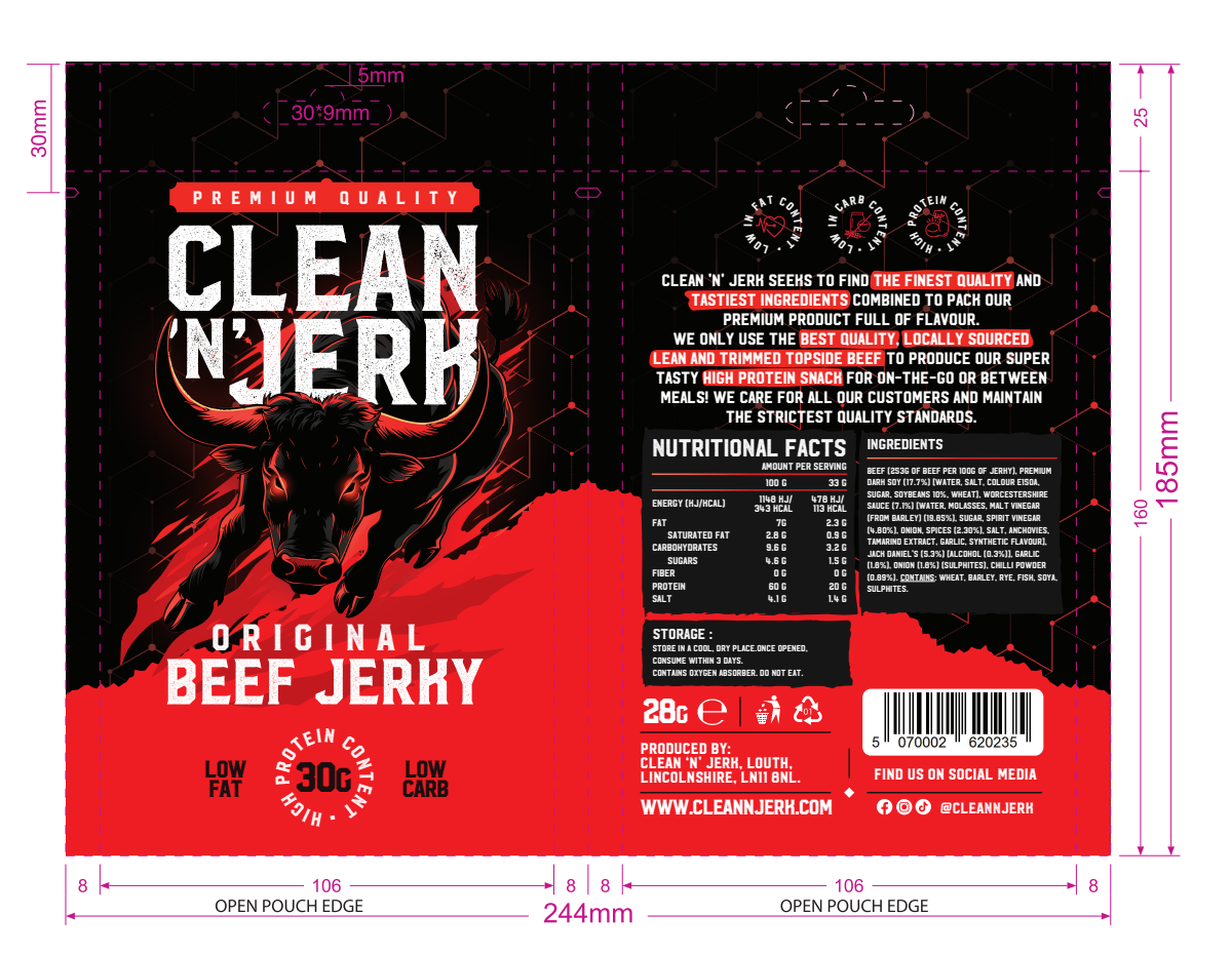 Product packaging for Beef Jerk company 